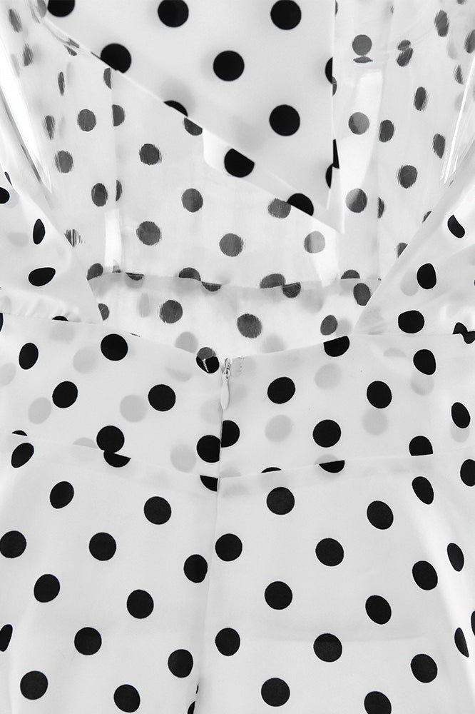 White Halter Mock Neck Ruffle Shorts Polka Dot Romper