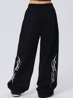 Vintage Wings Print Loose Sweatpants