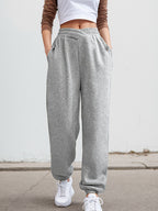 Solid Crossover Waist Bound Feet Sweatpants