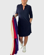 | Solid V-Neck Dress