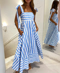 Chic Retro Striped Maxi Dress