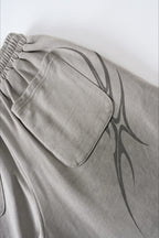 Letter Print Tie Wide Leg Casual Sweat Pants