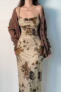 Elegant Retro Sleeveless Floral Dress