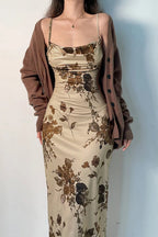 Elegant Retro Sleeveless Floral Dress