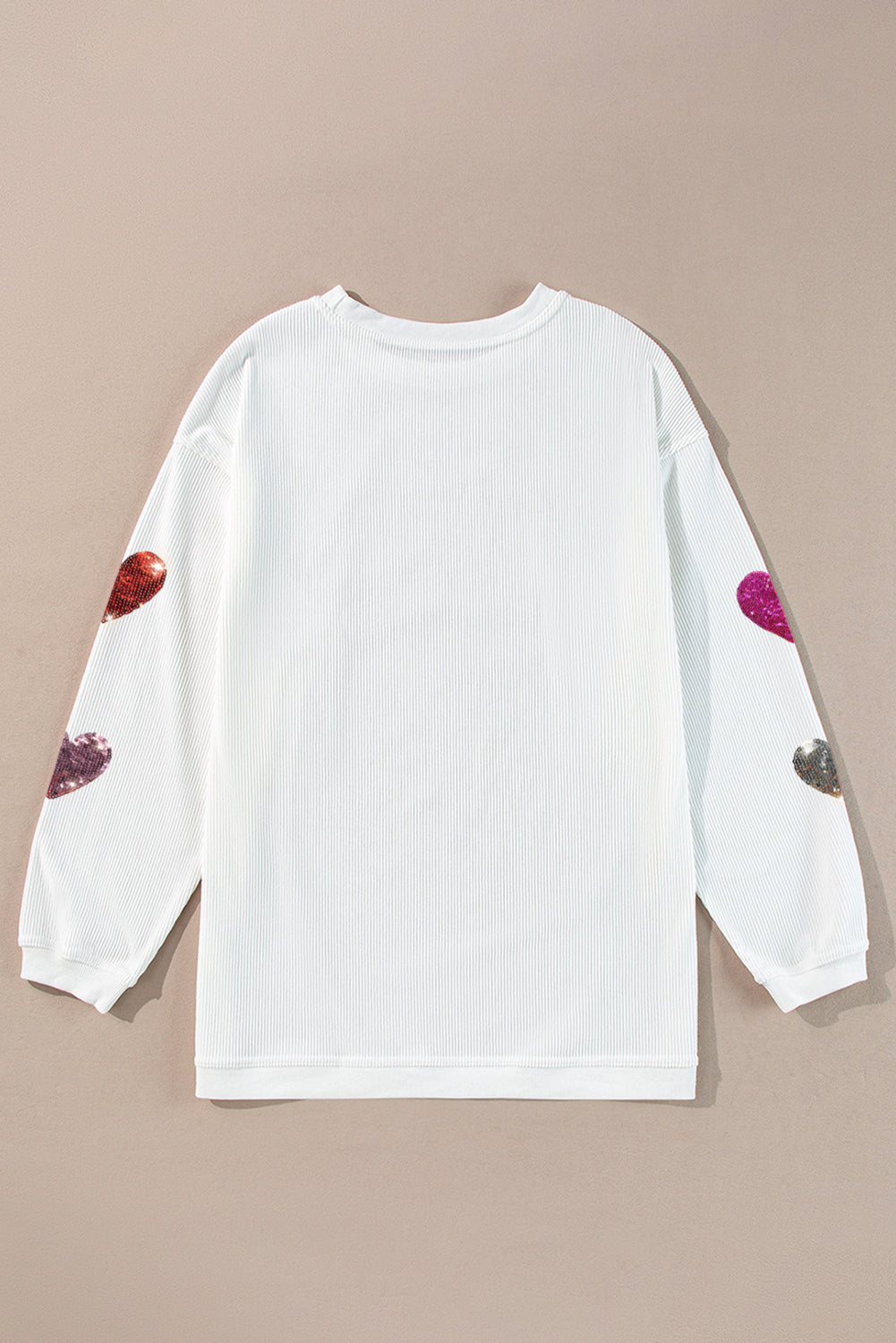 Blue Zone Planet | Valentine__ Day Sequin Heart Round Neck Long Sleeve Sweatshirt
