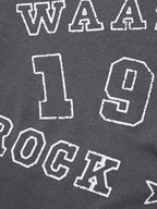 Number Letter Print Breasted Slim Long Sleeve Tee