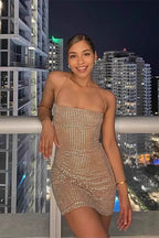 Sexy Halter Rhinestone Bodycon Cocktail Dress