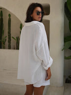 Long Sleeve Shirt Shorts Set Blouse