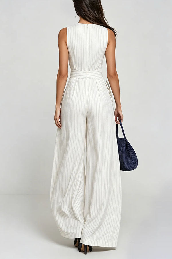 Hermanus Sleeveless Striped Wide Leg Jumpsuit