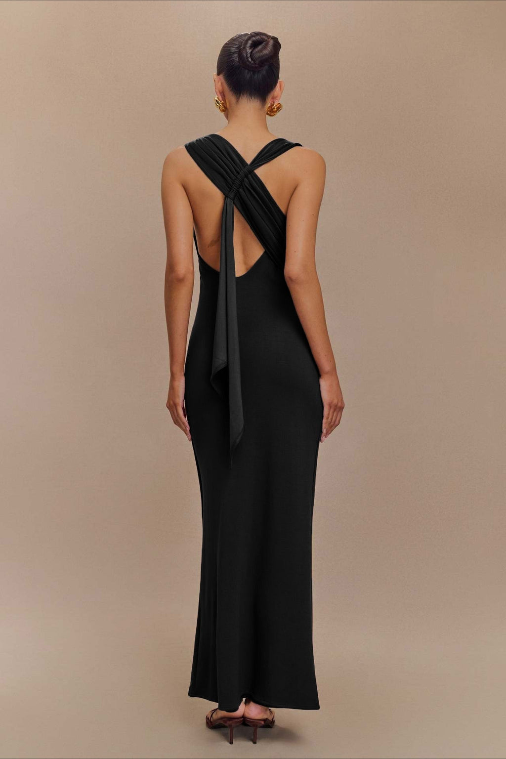 High Neck Sleeveless Wide Strap Bodycon Maxi Mini Dress