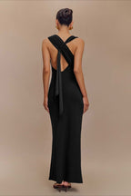 High Neck Sleeveless Wide Strap Bodycon Maxi Mini Dress