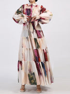 Tiered Tie Waist Maxi Dress