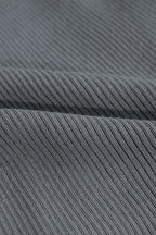 Rib Knit Polo Collar Button Front Flared Cuff Maxi Dress