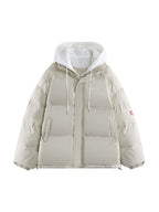 Hooded Fake Two Piece Loose Jacket