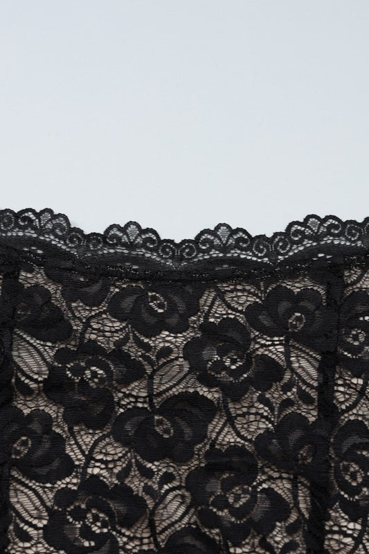 Floral Lace Spaghetti Strap Scalloped Trim Bodycon Mini Dress