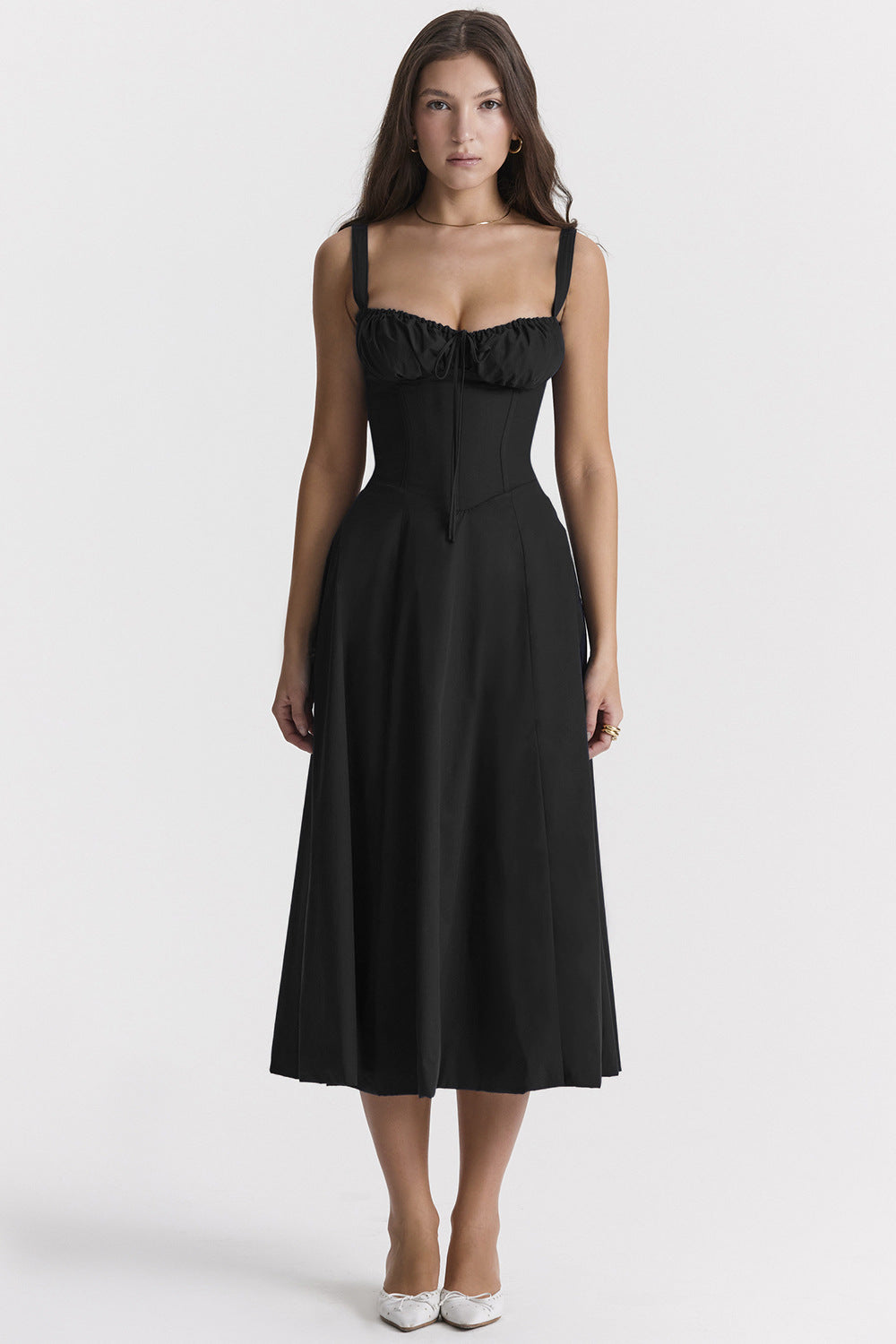 Juniper Aesthetic Women's Spring Summer Strap Vintage Tight Corset Midi Dress Boutique Collection