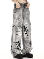 Straight style with retro trendy brand design Boyfriend Jeans