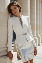 Blazer Sequin Bodycon Skirt Two Piece Set