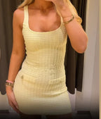 Scoop Neck Ribbed Knit Button Flap Pocket Detail Bodycon Mini Dress