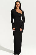 One Shoulder Cut Out Long Sleeve Bodycon Maxi Dress