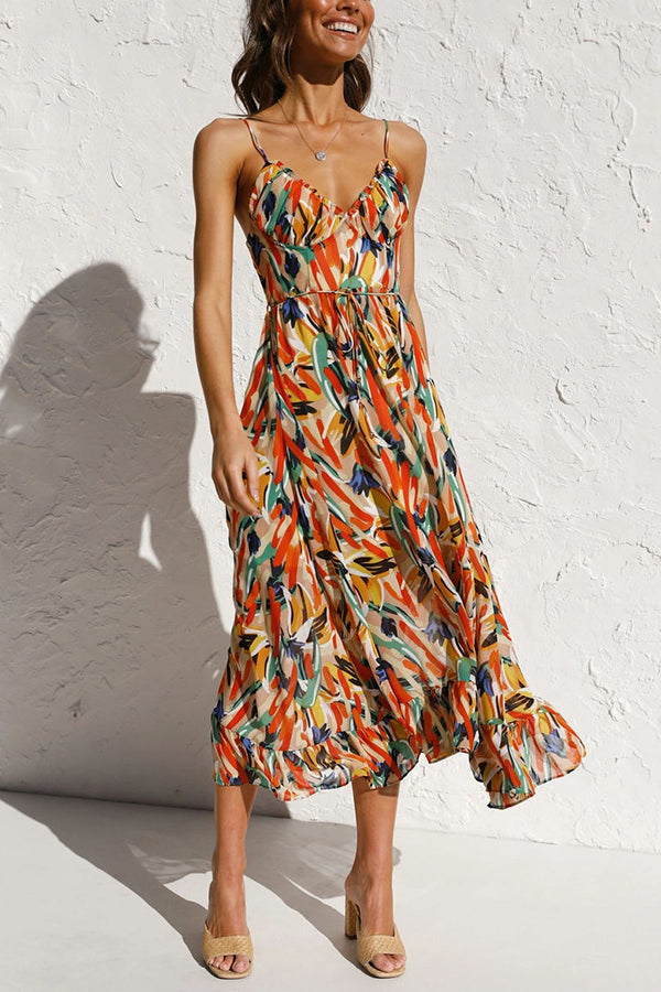 Rocío Chic Colorful Midi Dress Elevated Occasion Wear