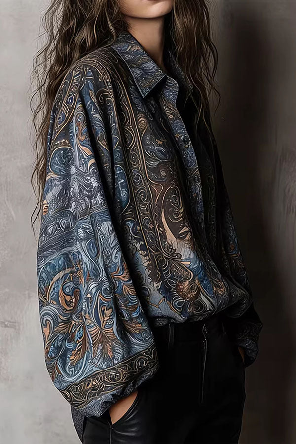 Paisley Jacquard Marble Satin Shirt