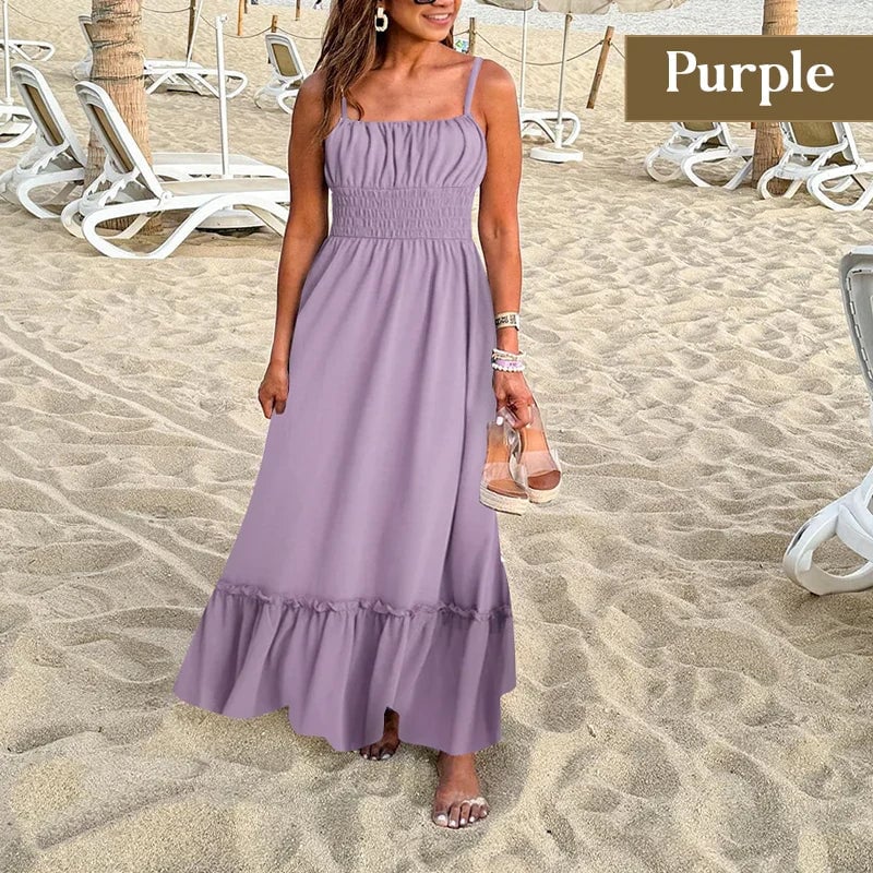 Floral Print Smocked Bodice Spaghetti Strap Tiered Maxi Dress