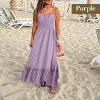 Floral Print Smocked Bodice Spaghetti Strap Tiered Maxi Dress
