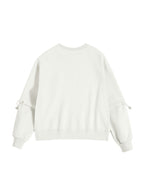 Embroidery Drawstring Sleeve Decor Oversized Hoodie