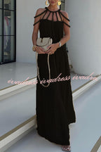 Modern and Sophisticated Linen Blend Draped Braids Cover Up Maxi Dress