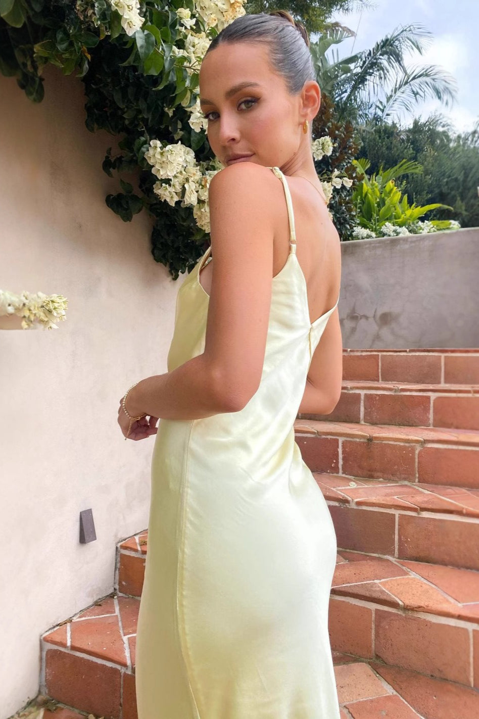 V-Neck Bias Cut Spaghetti Strap Maxi Slip Dress