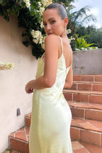 V-Neck Bias Cut Spaghetti Strap Maxi Slip Dress