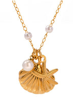 Ocean Series Pearl Accessories Starfish and Conch Shell Necklace