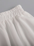 Patchwork ruffled mini pleated skirt