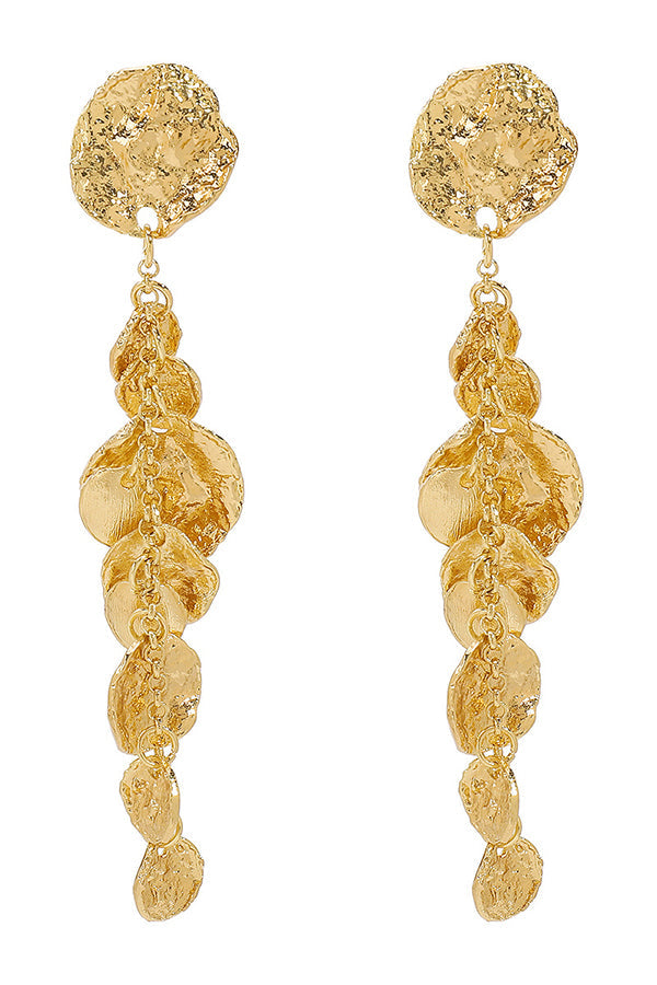 Light Luxury Metal Disc Pendant Earrings
