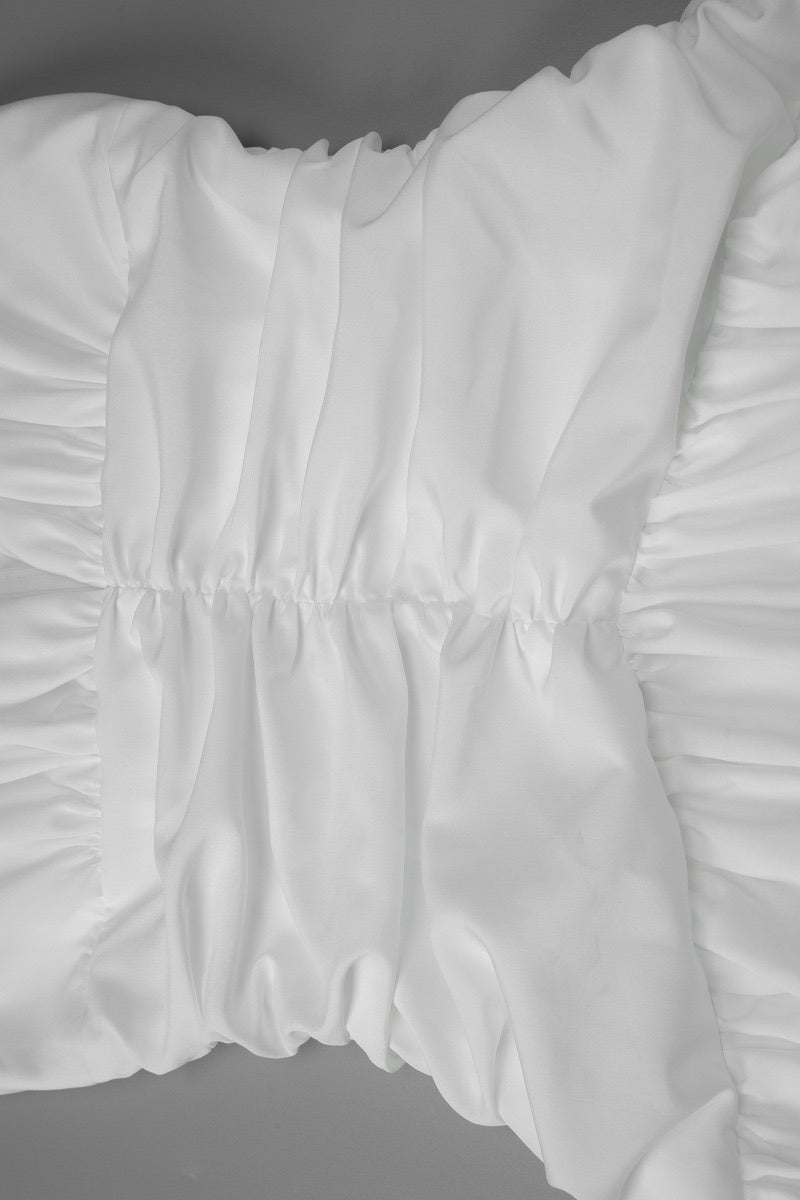 Deep V Neck Gathered Ruched A Line Maxi Dress
