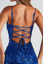 Sequin Damask Square Neck Spaghetti Strap Bodycon Mini Dress