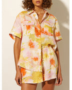 Orange Vibrant Floral Print Two-Piece Set