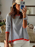 | Sweater with oversized stripes