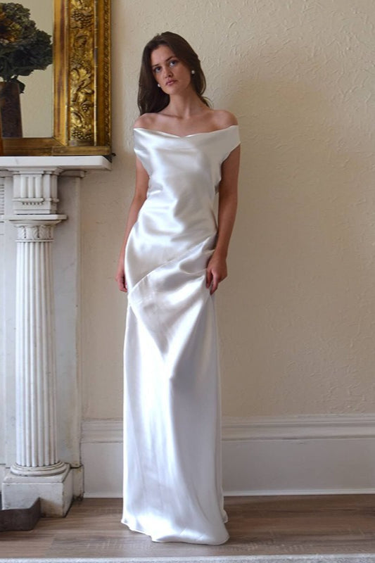 Satin Cowl Neck Wide Strap Slip Maxi Dress