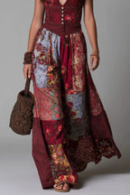 Unique Printed V-neck Sleeveless Fitted Waist Casual Maxi Dress