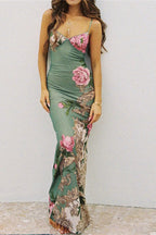 Printed V Neck Bodycon Slip Dress