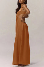 Solid Color Casual Camisole Loose Stretch Wide-leg Jumpsuit