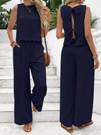Tie Back Tank and Wide Leg Pants Set