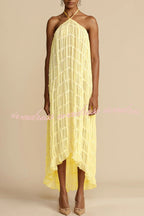 Passion and Romance Pleated Back Elastic Straps Adjustable Halter Tank