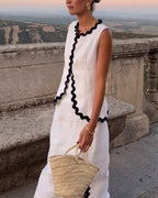 Casual Colorblock Vest & Split Skirt Two-Piece Set