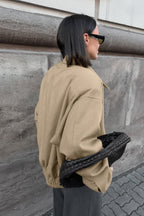 Thick Wool Blend Collared Loose Commuter Jacket