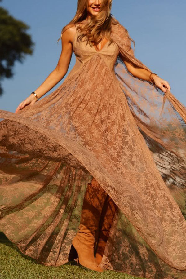 Carissa Floral Lace High Low Maxi Cape