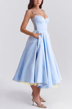 Lorraine Premium Strapless V Neck Sleeveless Tutu Maxi Dress Designer Edit