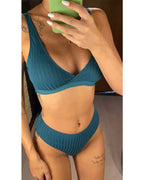 | Ribbed Solid Color Bikini